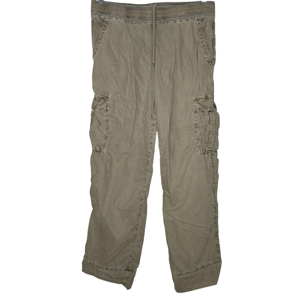 James Perse Y2k Pinstripe Baggy Cargo Pants Womens 2 Med Grunge Olive Wide Leg